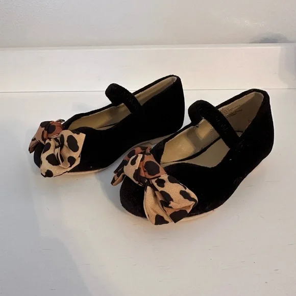 Janie and Jack Suede Ballet Flats with Leopard Bow - Toddler - Picture 2 of 9